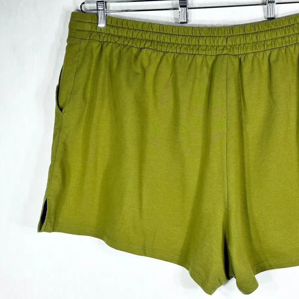 Ava Viv Plus Size 3X Shorts Army‎ Green Pockets Solid Elastic Waist Pull On